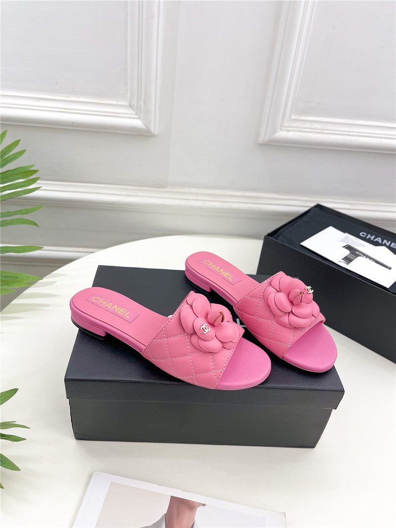 High Quality Luxury Chanel Counter Classic Camellia Slippers – Style 71814