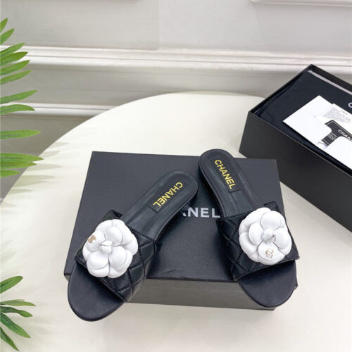 High Quality Luxury Chanel Counter Classic Camellia Slippers – Style 40742 product detail
