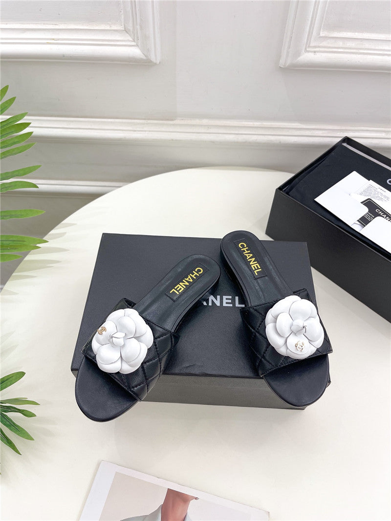 High Quality Luxury Chanel Counter Classic Camellia Slippers – Style 40742 product detail