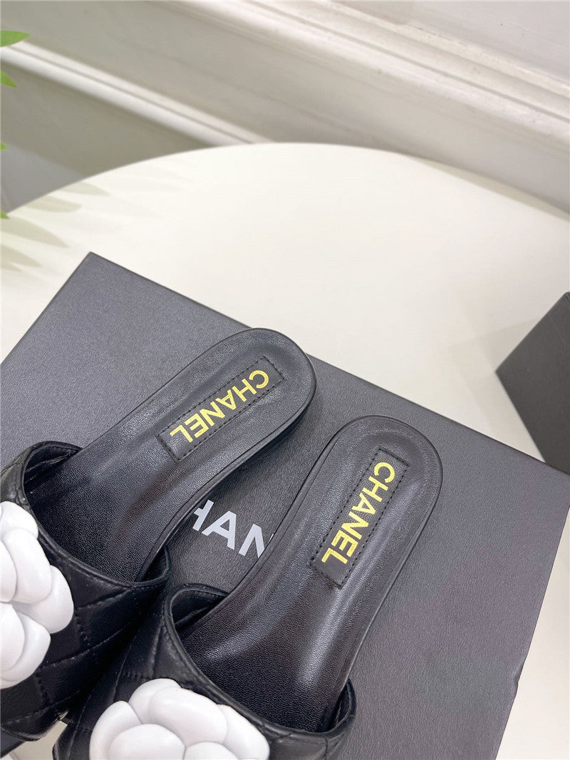 High Quality Luxury Chanel Counter Classic Camellia Slippers – Style 40742 product detail