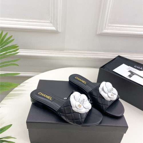 High Quality Luxury Chanel Counter Classic Camellia Slippers – Style 40742