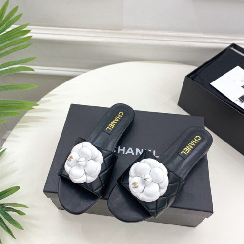 High Quality Luxury Chanel Counter Classic Camellia Slippers – Style 40742 product detail