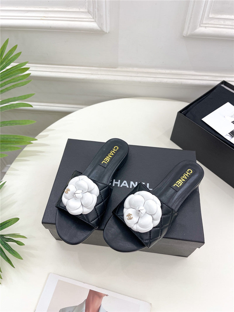 High Quality Luxury Chanel Counter Classic Camellia Slippers – Style 40742 product detail