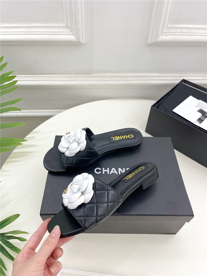 High Quality Luxury Chanel Counter Classic Camellia Slippers – Style 40742 product detail