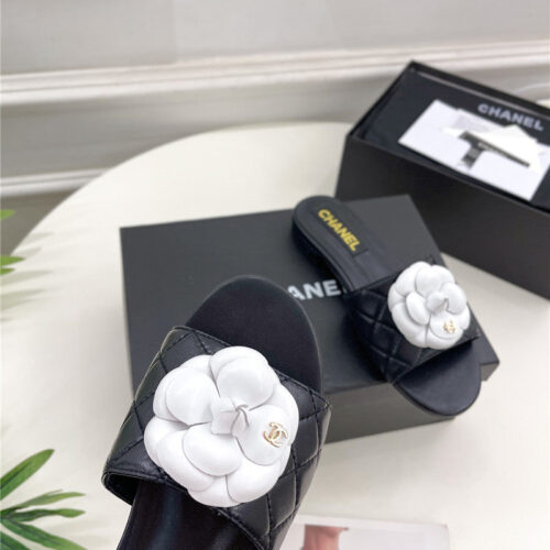 High Quality Luxury Chanel Counter Classic Camellia Slippers – Style 40742 product detail