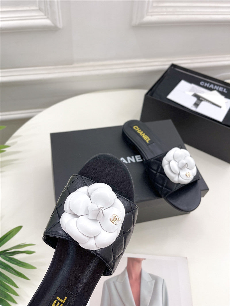 High Quality Luxury Chanel Counter Classic Camellia Slippers – Style 40742 product detail