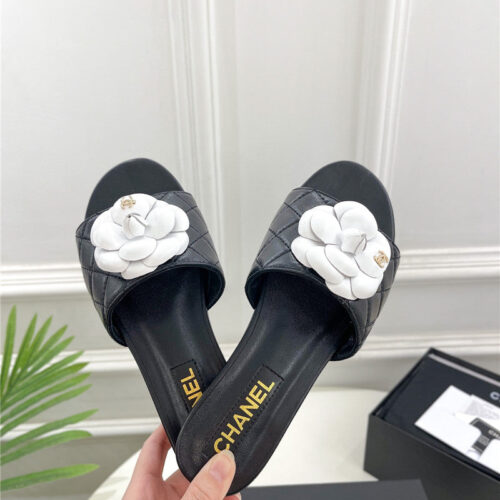 High Quality Luxury Chanel Counter Classic Camellia Slippers – Style 40742 product detail