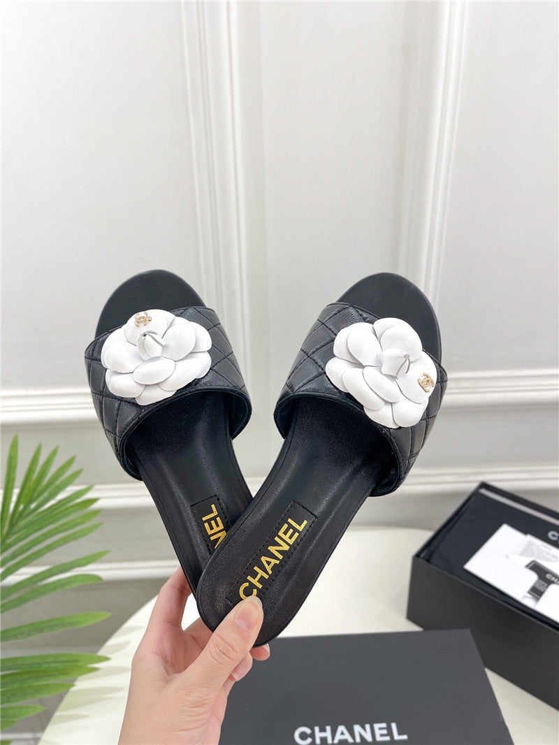High Quality Luxury Chanel Counter Classic Camellia Slippers – Style 40742 product detail