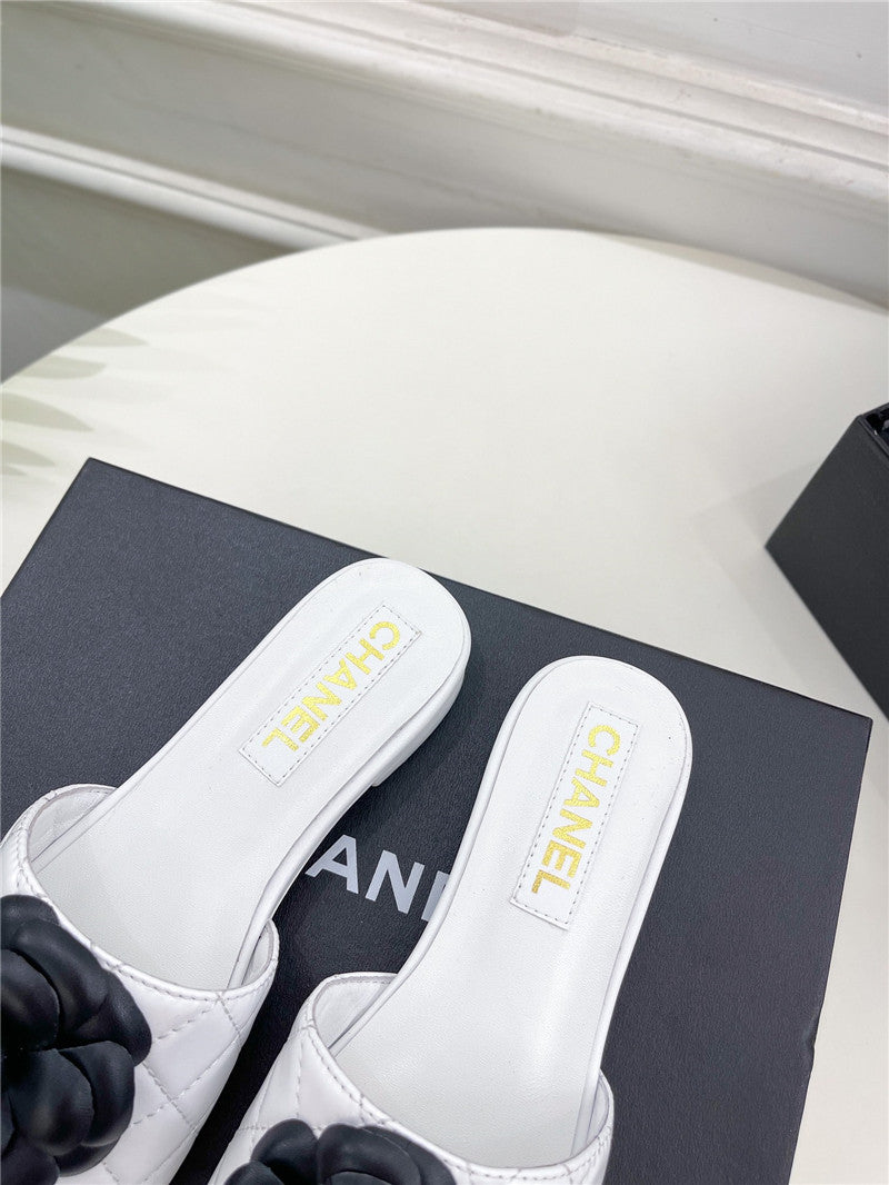 High Quality Luxury Chanel Counter Classic Camellia Slippers – Style 75206 product detail