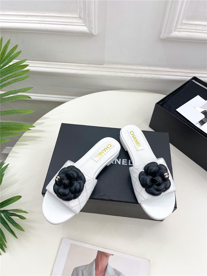 High Quality Luxury Chanel Counter Classic Camellia Slippers – Style 75206 product detail