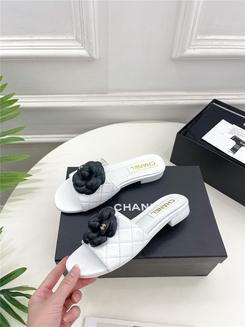 High Quality Luxury Chanel Counter Classic Camellia Slippers – Style 75206 product detail