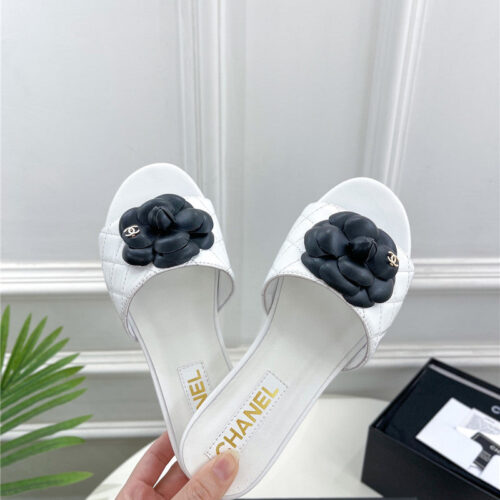 High Quality Luxury Chanel Counter Classic Camellia Slippers – Style 75206 product detail