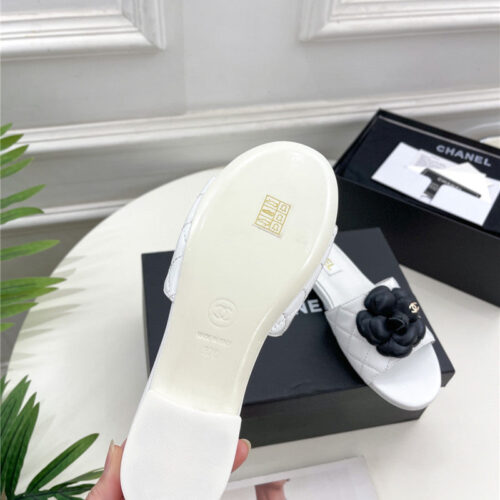 High Quality Luxury Chanel Counter Classic Camellia Slippers – Style 75206 product detail