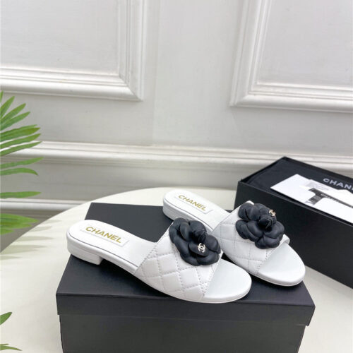 High Quality Luxury Chanel Counter Classic Camellia Slippers – Style 75206