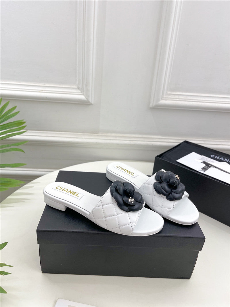 High Quality Luxury Chanel Counter Classic Camellia Slippers – Style 75206