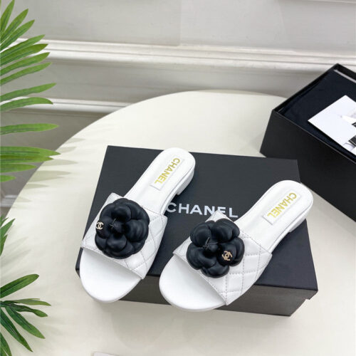 High Quality Luxury Chanel Counter Classic Camellia Slippers – Style 75206 product detail