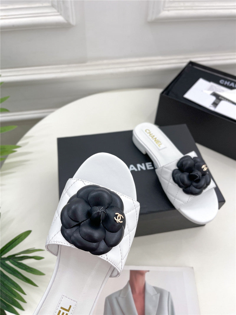 High Quality Luxury Chanel Counter Classic Camellia Slippers – Style 75206 product detail