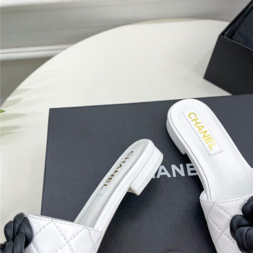 High Quality Luxury Chanel Counter Classic Camellia Slippers – Style 75206 product detail