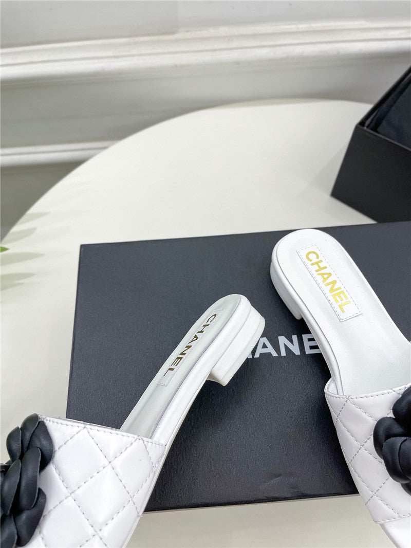 High Quality Luxury Chanel Counter Classic Camellia Slippers – Style 75206 product detail