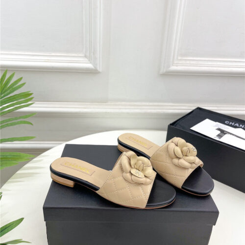 High Quality Luxury Chanel Counter Classic Camellia Slippers