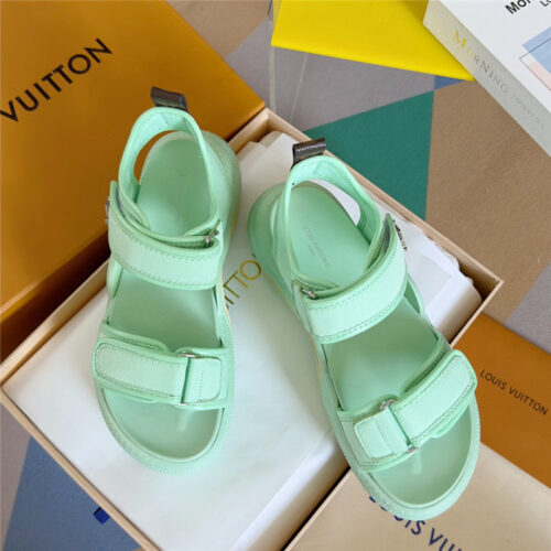 High Quality Luxury Louis Vuitton Velcro Polka Dot Sandals
