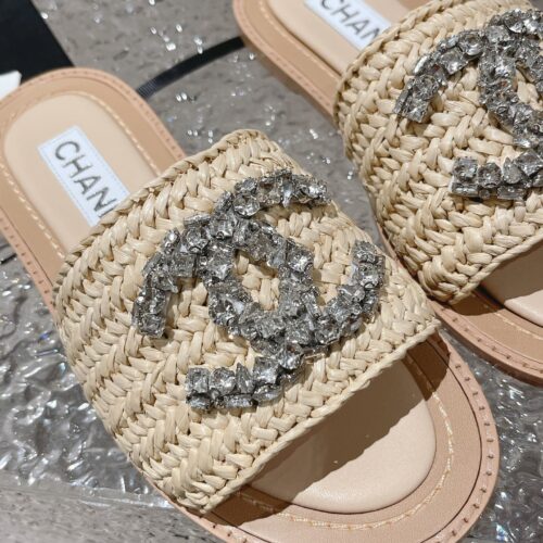 High Quality Luxury Chanel Rhinestone Woven Slippers product detail