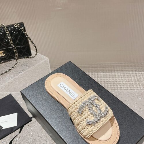 High Quality Luxury Chanel Rhinestone Woven Slippers product detail