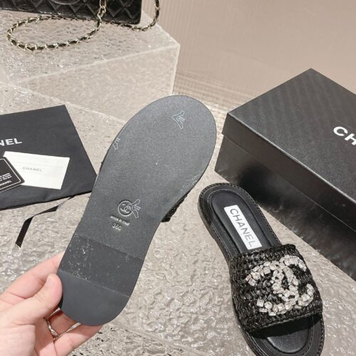 High Quality Luxury Chanel Rhinestone Woven Slippers – Style 20678 product detail