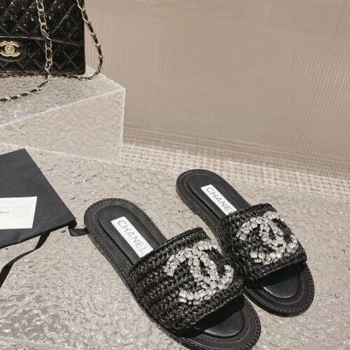 High Quality Luxury Chanel Rhinestone Woven Slippers – Style 20678 product detail