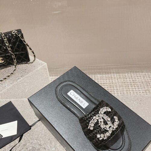 High Quality Luxury Chanel Rhinestone Woven Slippers – Style 20678 product detail