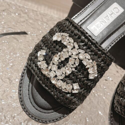 High Quality Luxury Chanel Rhinestone Woven Slippers – Style 20678 product detail
