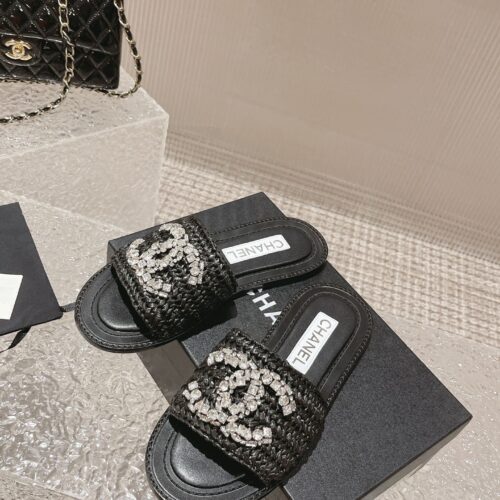 High Quality Luxury Chanel Rhinestone Woven Slippers – Style 20678 product detail