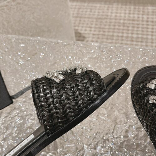 High Quality Luxury Chanel Rhinestone Woven Slippers – Style 20678 product detail