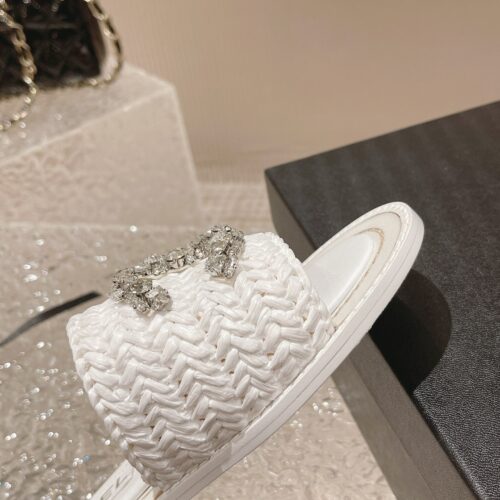 High Quality Luxury Chanel Rhinestone Woven Slippers – Style 56838 product detail