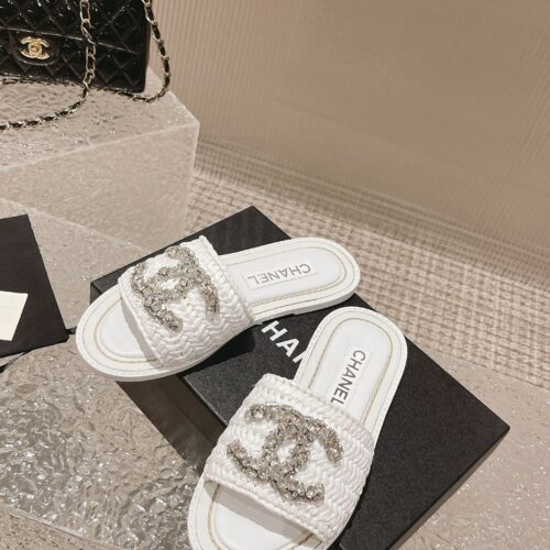 High Quality Luxury Chanel Rhinestone Woven Slippers – Style 56838 product detail