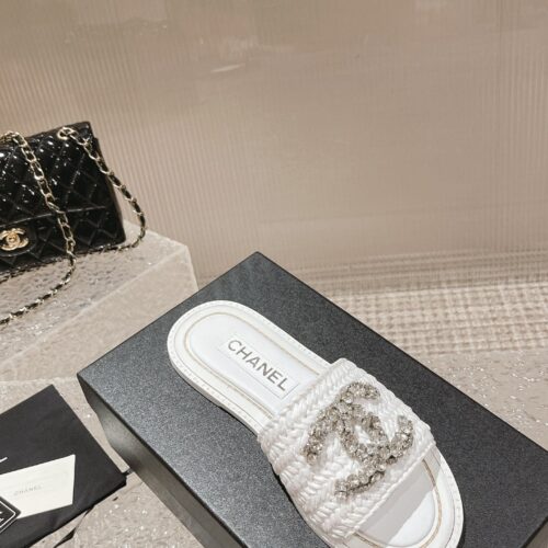 High Quality Luxury Chanel Rhinestone Woven Slippers – Style 56838 product detail