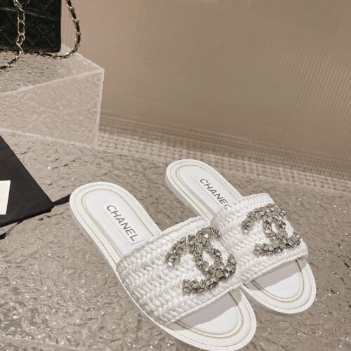 High Quality Luxury Chanel Rhinestone Woven Slippers – Style 56838 product detail