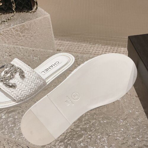 High Quality Luxury Chanel Rhinestone Woven Slippers – Style 56838 product detail