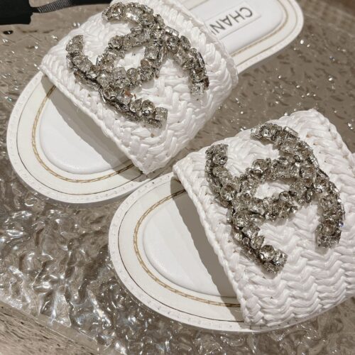 High Quality Luxury Chanel Rhinestone Woven Slippers – Style 56838 product detail