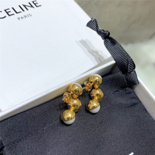 High Quality Luxury Celine Three Bead Earrings alternate view