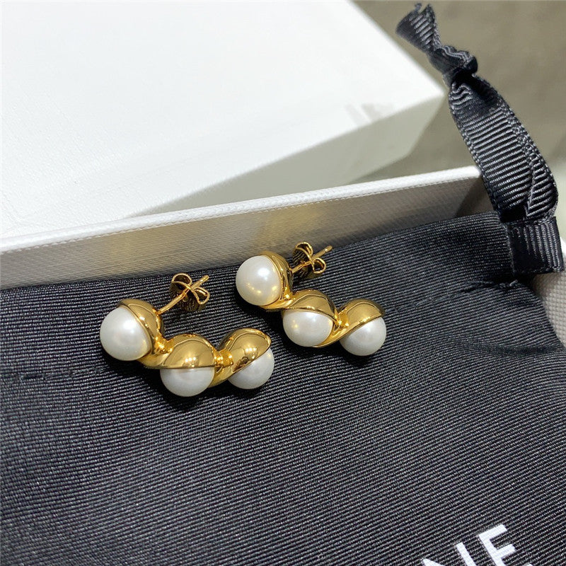 High Quality Luxury Celine Three Bead Earrings product detail