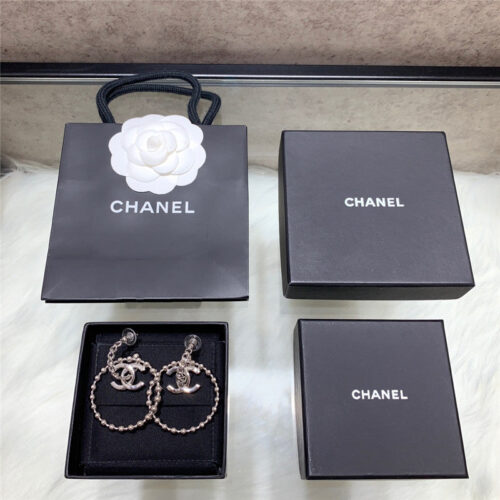 High Quality Luxury Chanel Glossy Large Hoop Earrings