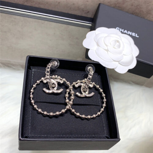 High Quality Luxury Chanel Glossy Large Hoop Earrings alternate view