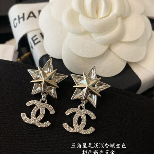High Quality Luxury Chanel Crystal Diamond Earrings alternate view