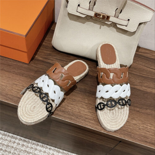 High Quality Luxury Hermes Gwen Espadrilles alternate view