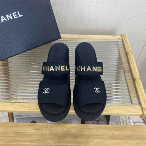 High Quality Luxury Chanel Logo Platform Slippers – Style 09318 alternate view