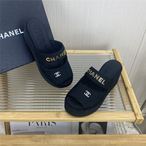 High Quality Luxury Chanel Logo Platform Slippers – Style 09318 product detail
