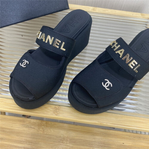 High Quality Luxury Chanel Logo Platform Slippers – Style 09318 product detail