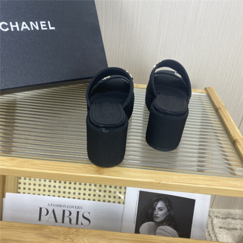 High Quality Luxury Chanel Logo Platform Slippers – Style 09318 product detail