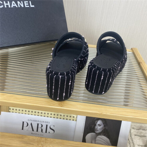 High Quality Luxury Chanel Logo Platform Slippers – Style 05926 product detail